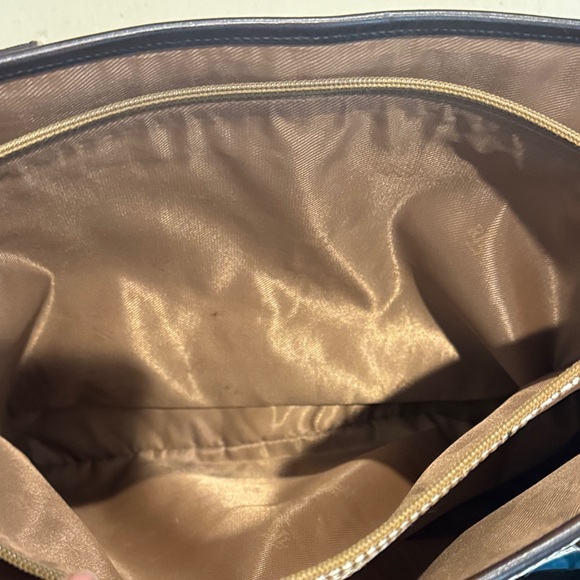 Ralph Lauren Plaid Tote Bag with Suede Sides, Bottom & Leather Handles - Picture 4 of 6